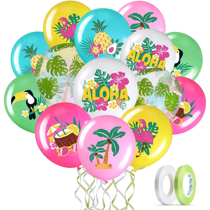 50 Pcs Hawaiian Party Balloon Decorations, Aloha Tropical Luau Party F