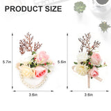 Floral Corsage And Boutonniere Set, Artificial Wrist Corsage And Groom Boutonniere For Prom, Wedding Party, Dance, Or Ceremony, For Men And Women