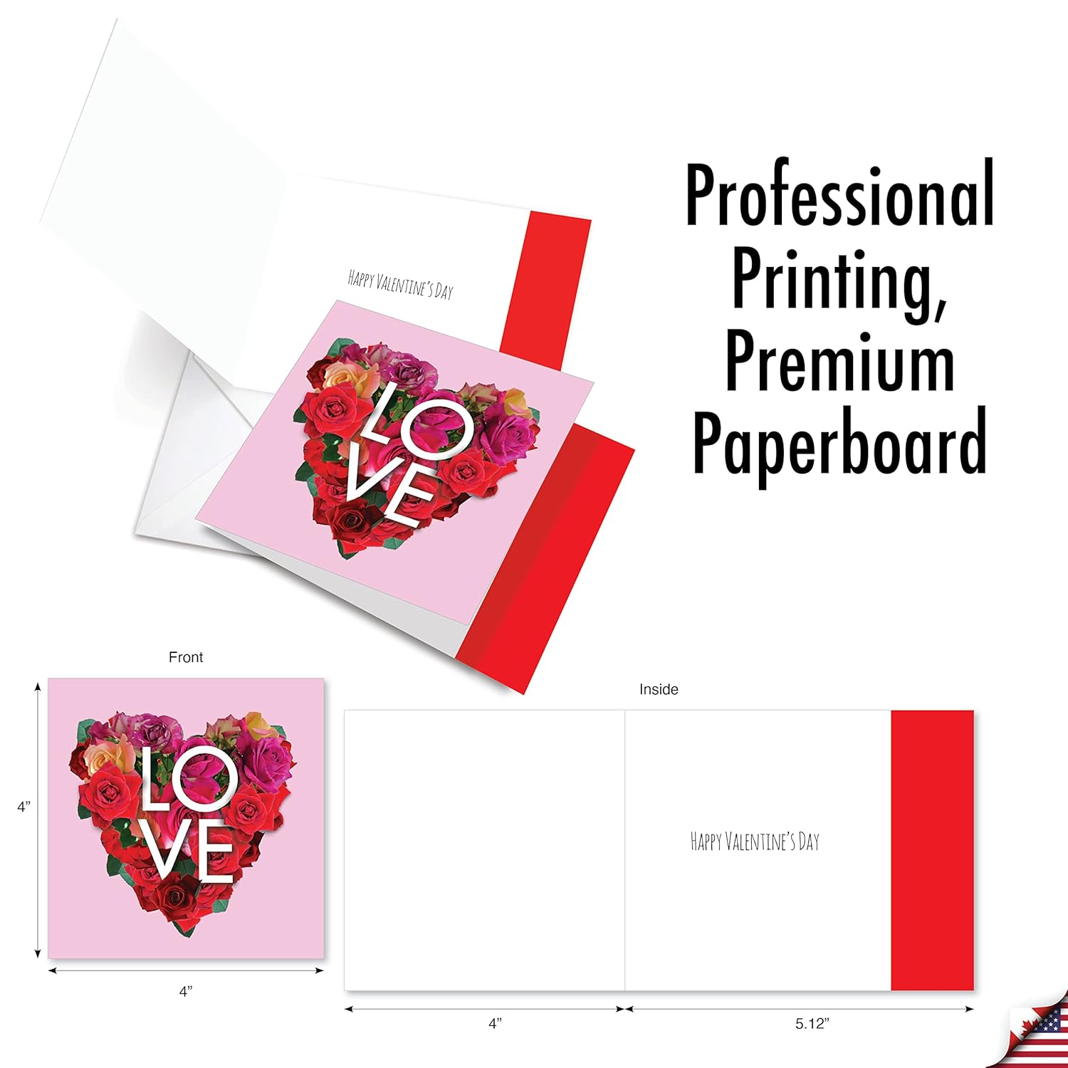 - 10 Boxed Valentine Note Cards With Envelopes - Loving, Heartfelt Assorted Greeting Cards For Valentine'S Day (4 X 5.12 Inch) - Blooming Love Mq5662Vdg-B1X10