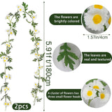 2 Pcs Wildflower Garland Spring Flowers Garland 12 Ft White Artificial Daisy Flowers And Leaves Faux Floral Vine For Mantle Baby Shower Wedding Arch Porch Staircase Summer Decor