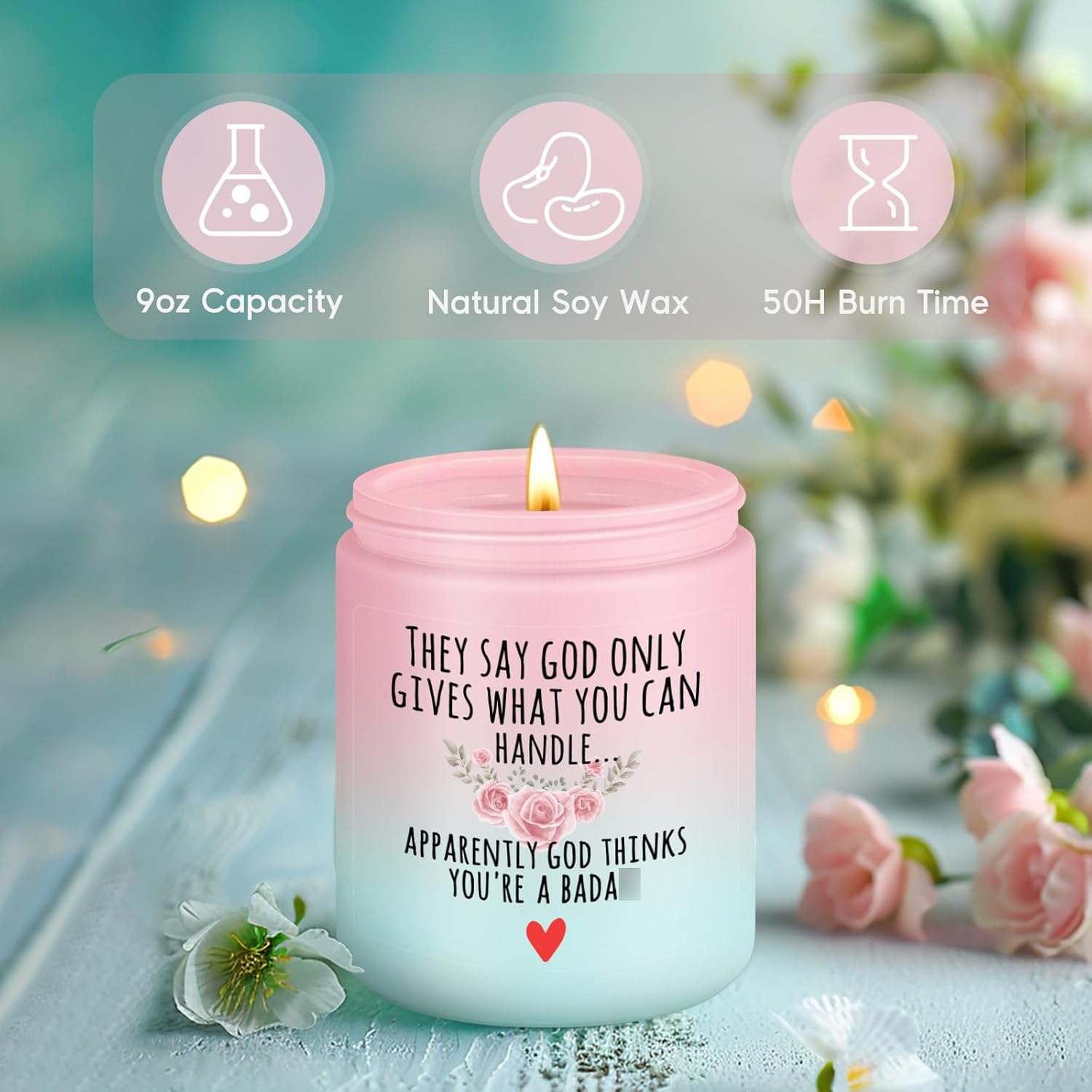 Get Well Candle, Breast Cancer Survivor Gifts For Woman, Comfort Gifts For Cancer Patients Women - Funny After Surgery, Surgery Recovery, End Of Chemo, Encouragement, Motivational Present