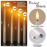 40 Pcs Flameless Taper Candles Led Flickering Taper Bulk Battery Operated Flameless Candle For Halloween Christmas Birthday Wedding Decoration, 8.5/9.7/10.8/12.8 Inch (Ivory)