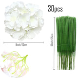 30 Pcs 8 Inch Big Silk Hydrangea Heads Artificial Flowers Heads With Stems Fake Hydrangea Flowers For Décor