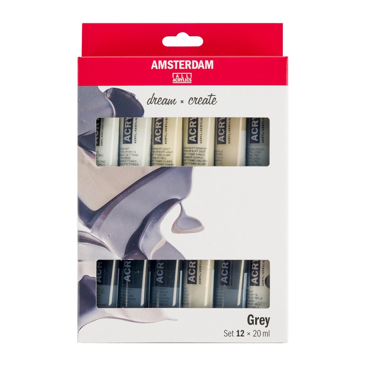 Standard Series Acrylic Paint Grey Tone Set | White, Grey & Black Shades (12 X 20Ml) | Monochrome Black And White Set