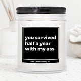 You Nique Designs 6 Month Anniversary Present - 9Oz Candle Gifts For Monthly Anniversaries - 6 Month Anniversary Candle For Boyfriend, Girlfriend - 6 Months Gift Ideas (Mahogany Teakwood)