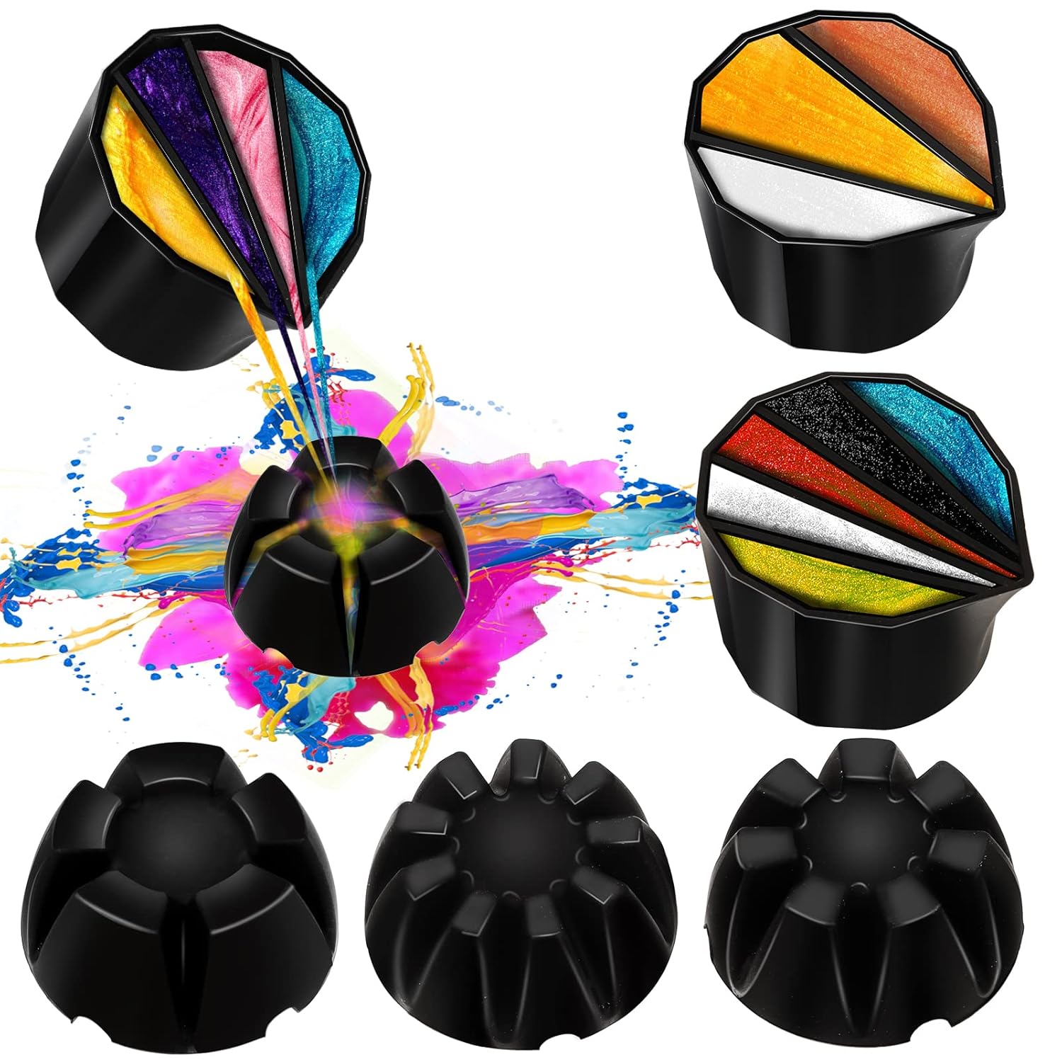 6 Pcs Split Cups For Paint Pouring, Flower Pour Cups, Acrylic Fluid Painting Supplies Kit For Diy And Creating Patterns