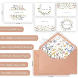 50 Pcs Wildflower Thank You Cards, 4X6 Inches Wildflower Thank You Cards With Adhesive Envelopes For Birthday Baby Shower Bridal Shower Wedding