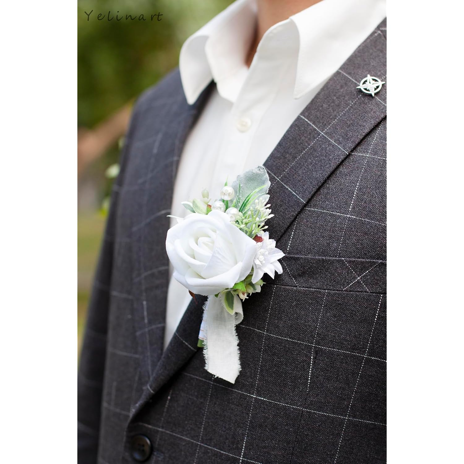 Men Boutonniere For Wedding Single Groom Groomsmen Artificial Rose Flowers Boutonniere For Wedding Prom Homecoming