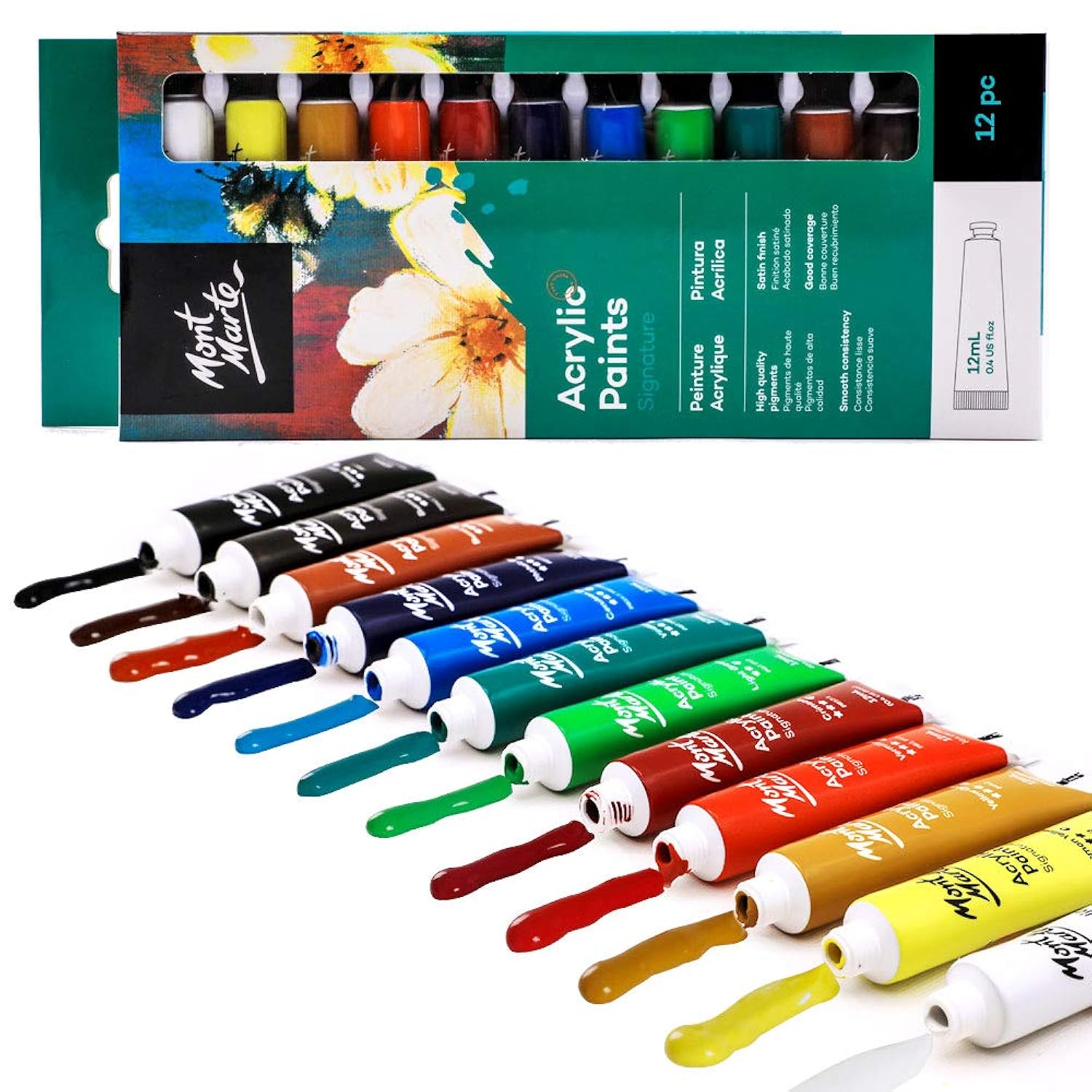 Acrylic Paint Set 12 Colors, 12Ml Each, Pnt0156