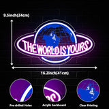The World Is Yours Neon Sign USB Dimmable LED Wall Decor for Game Room Man Cave