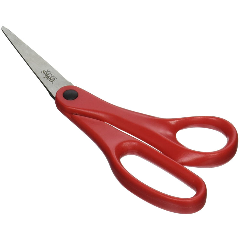 School Smart Value Light-Weight Scissors, 7 Inches, Bent Handle, Red