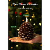 2Pcs Pine Cone Flameless Candles With Remote And Timer,Led Candles Battery Operated,Real Wax Window Candlesticks With Flickering 3D Flame For Christmas Decoration
