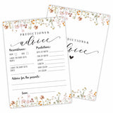 Baby Shower Game Cards, 30 Floral Theme Double-Sided Game Cards For Baby Announcement, Baby Predictions & Advice Game Cards, Spring Wildflower,Gender Reveal Party Favor, Activity - C04