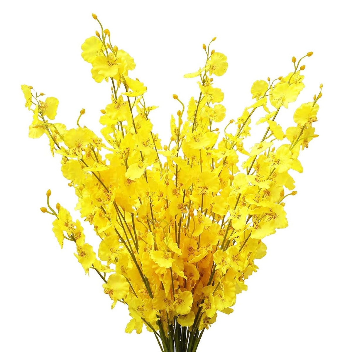 Yellow Artificial Flowers Orchids Silk Fake Flowers In Bulk, 12 Pcs (Each 38.5”), For Wedding Festive Party Home Office Decoration, No Include Vase