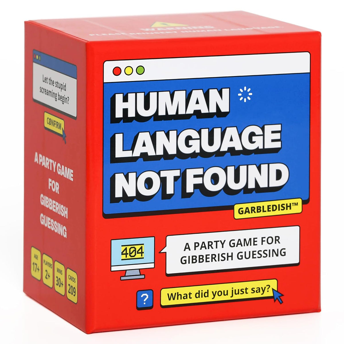 Party Game For Gibberish Guessing, A Funny Word Guessing Card Game For Teens & 17+, Great Funny Gift For Friends, Couples & Party Game Nights, Human Language Not Found