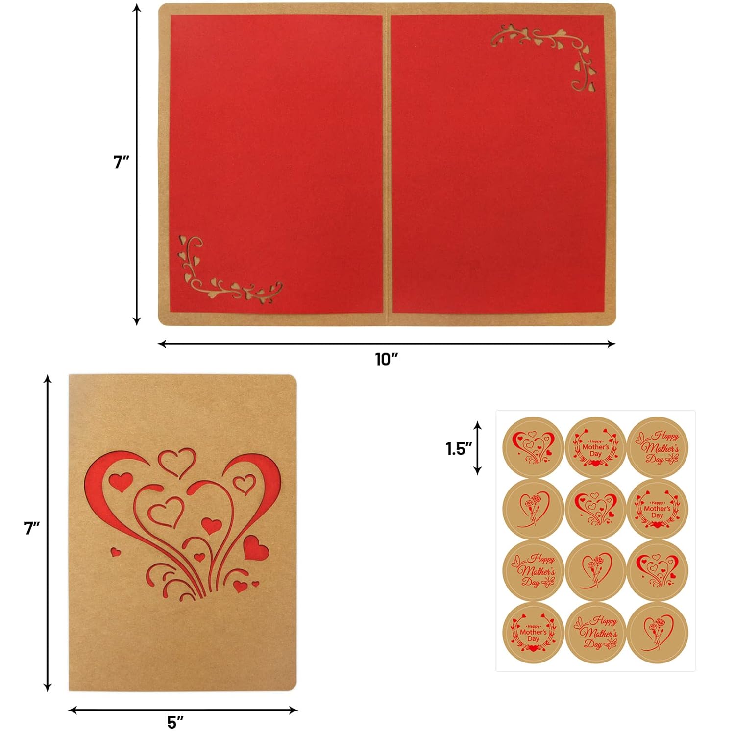 Mothers Day Cards Die Cut 12 Pcs Happy Mother’S Day Kraft Cards With Envelopes And Stickers Mothers Day Gifts