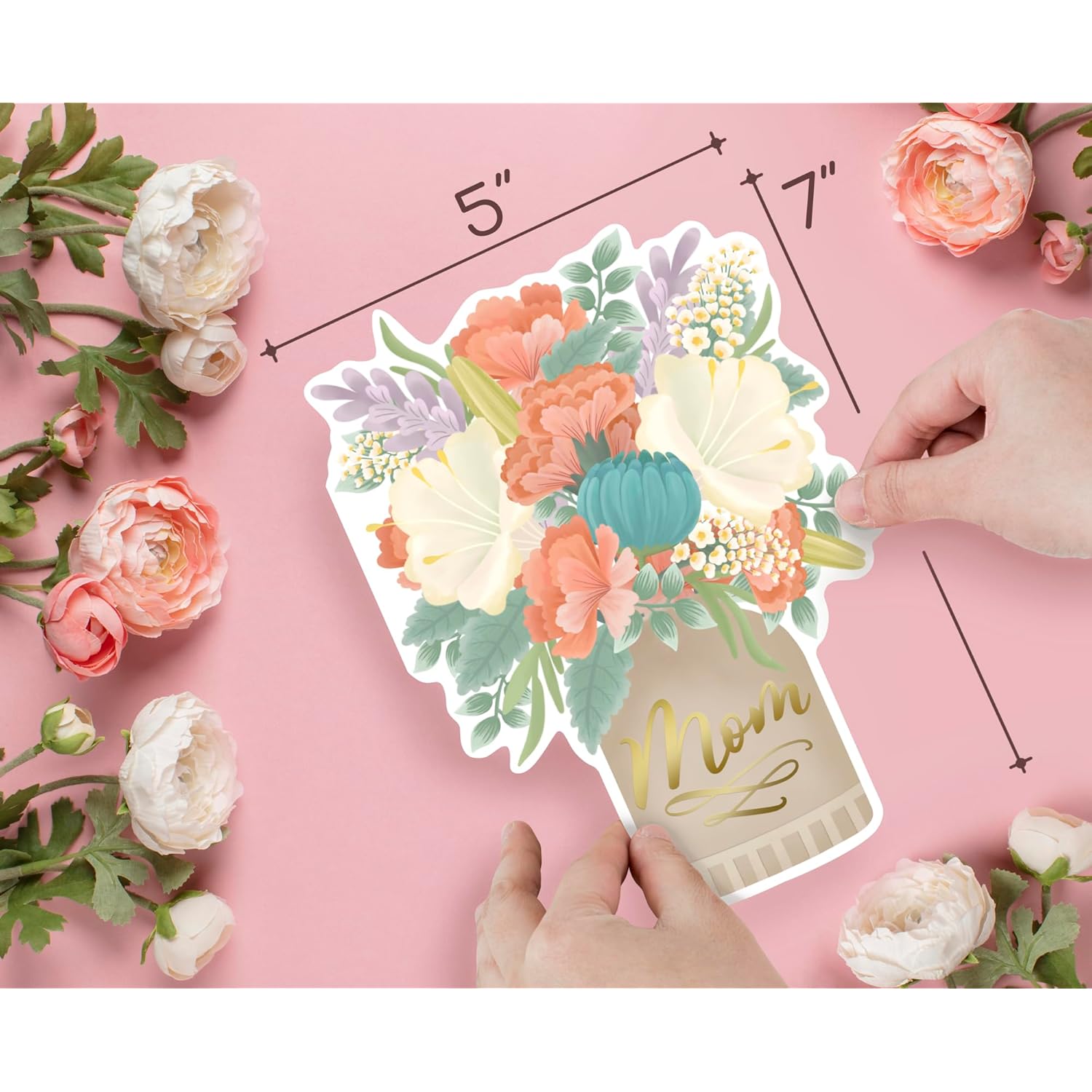 Happy Mothers Day Card From Daughter, Husband, Grandmother, Son, 5 X 7 Inches, Floral Bouquet