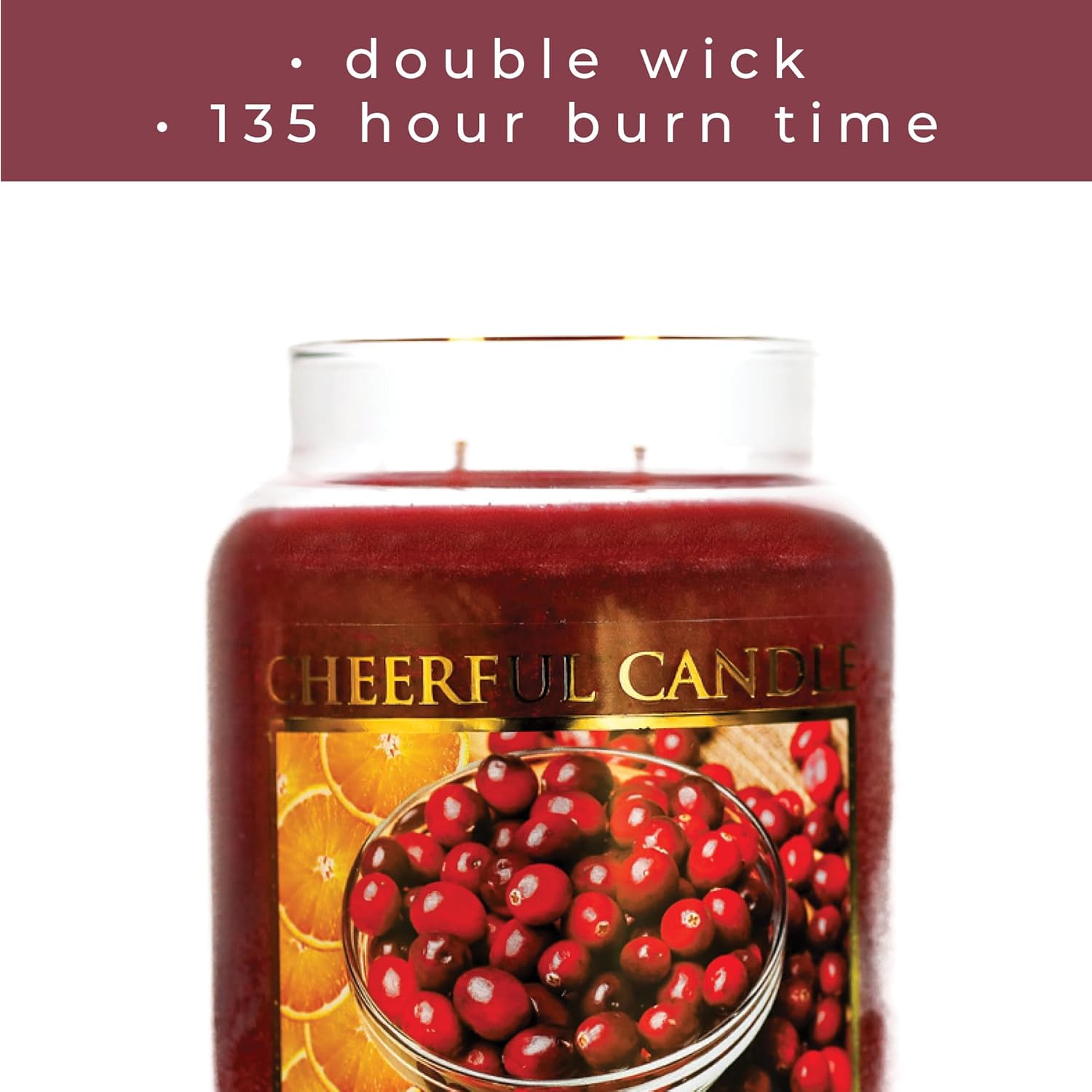 A Cheerful Giver - Cranberry Orange Scented Glass Jar Candle (24 oz) with Lid & True to Life Fragrance Made in USA
