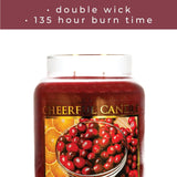 A Cheerful Giver - Cranberry Orange Scented Glass Jar Candle (24 oz) with Lid & True to Life Fragrance Made in USA