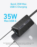 Power Strip Surge Protector 8 Outlets 4 USB Ports 2 USB C 5FT Flat Plug Extension Cord 900J 35W