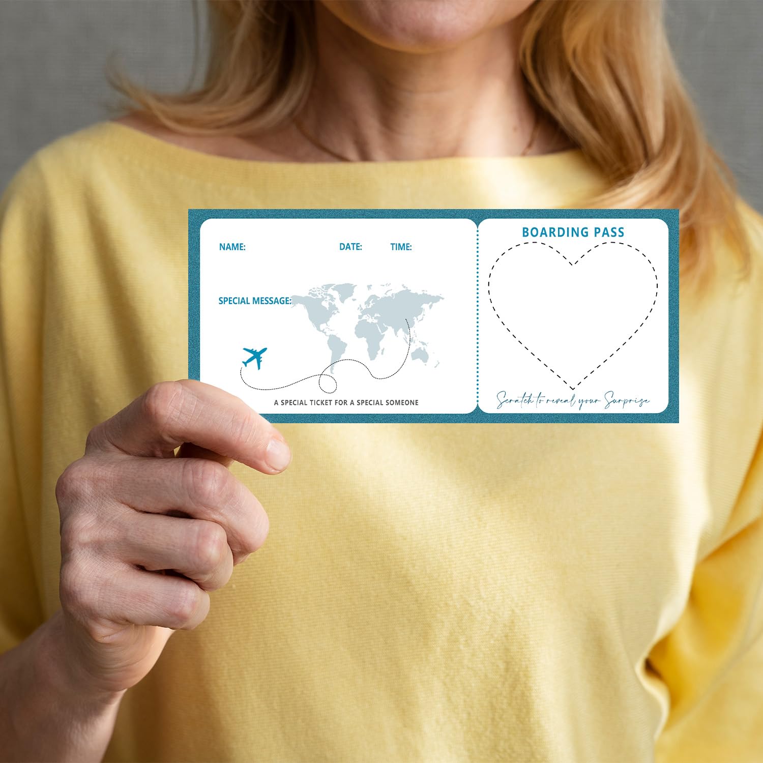 Blue Boarding Pass Gift Ticket, Boarding Pass Airline Tickets Scratch Off Travel Tickets With Envelopes, Scratch & Reveal Surprise Ticket For Anniversary Wedding Birthday Graduation/001(2 Set Diy)