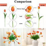 Artificial Flowers 20Pcs Fake Tulips Real Touch, Faux Latex Tulips Flowers With Gift Box Soft Faux Tulips Bouquets Arrangements For Party Wedding Home Room Decoration(Orange)