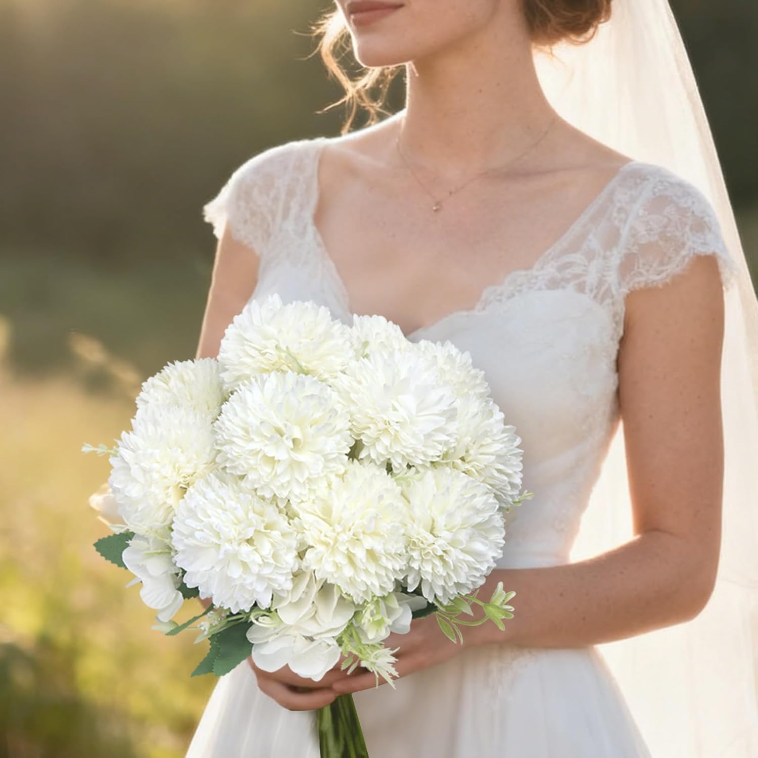 3 Bunches White Flowers Artificial Silk Ball Chrysanthemums Flower,Fake Flowers In Vase,Suitable For Home Decor,Weddings,Parties,Gardens,Restaurants. (White Ball Chrysanthemums)