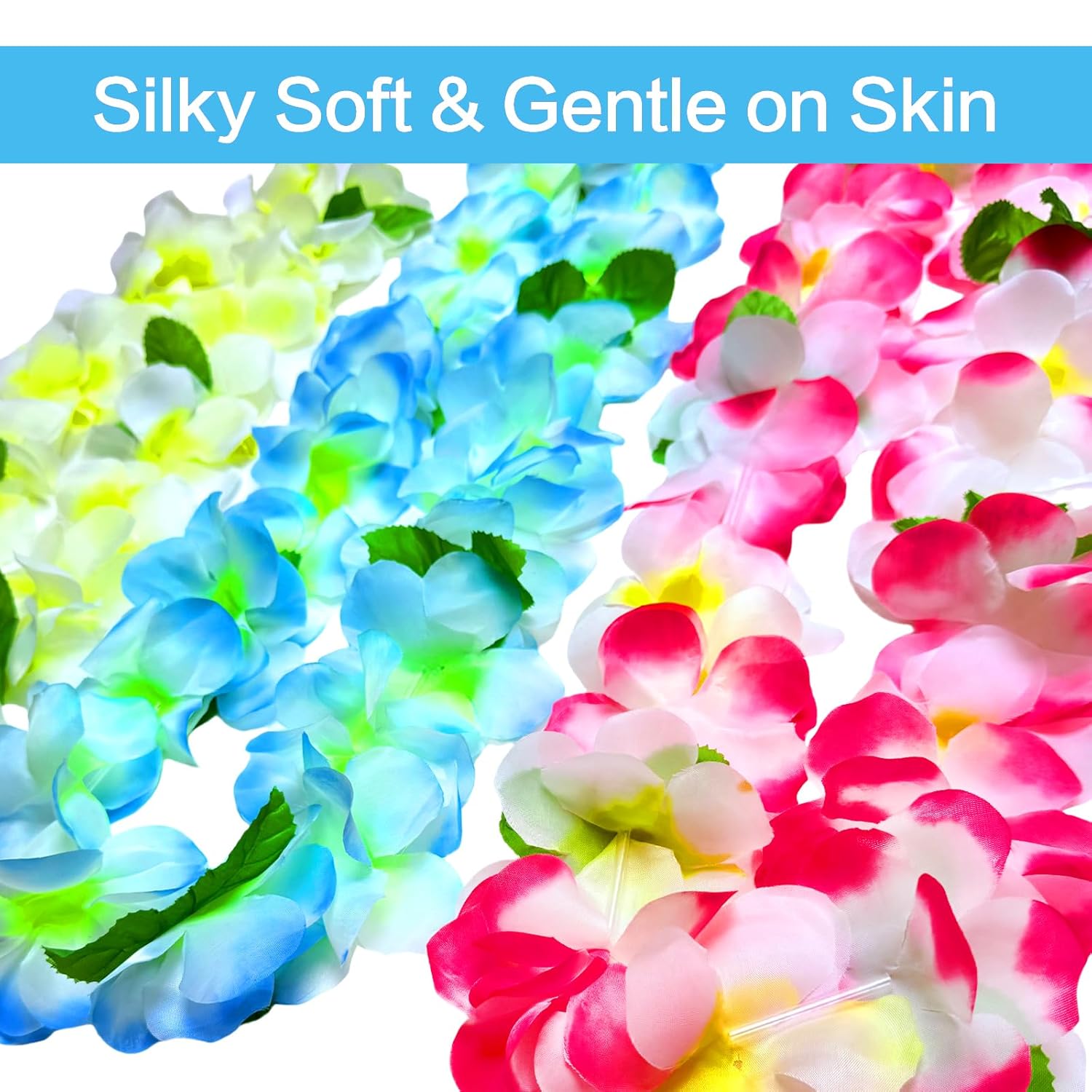 6 Counts Hawaiian Leis For Luau Party Supplies, Tropical Flower Lei Decorations, Premium Artificial Leis For Wedding, Graduation, Beach & Birthday Party Favors