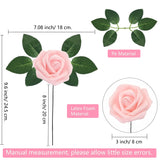 25 Pieces Valentine'S Day Artificial Rose Flowers Decoration Realistic Fake Flowers Faux Foam Blush Pink Roses Bulk With Stem Wedding Diy Craft Bouquets Bridal Party Decor