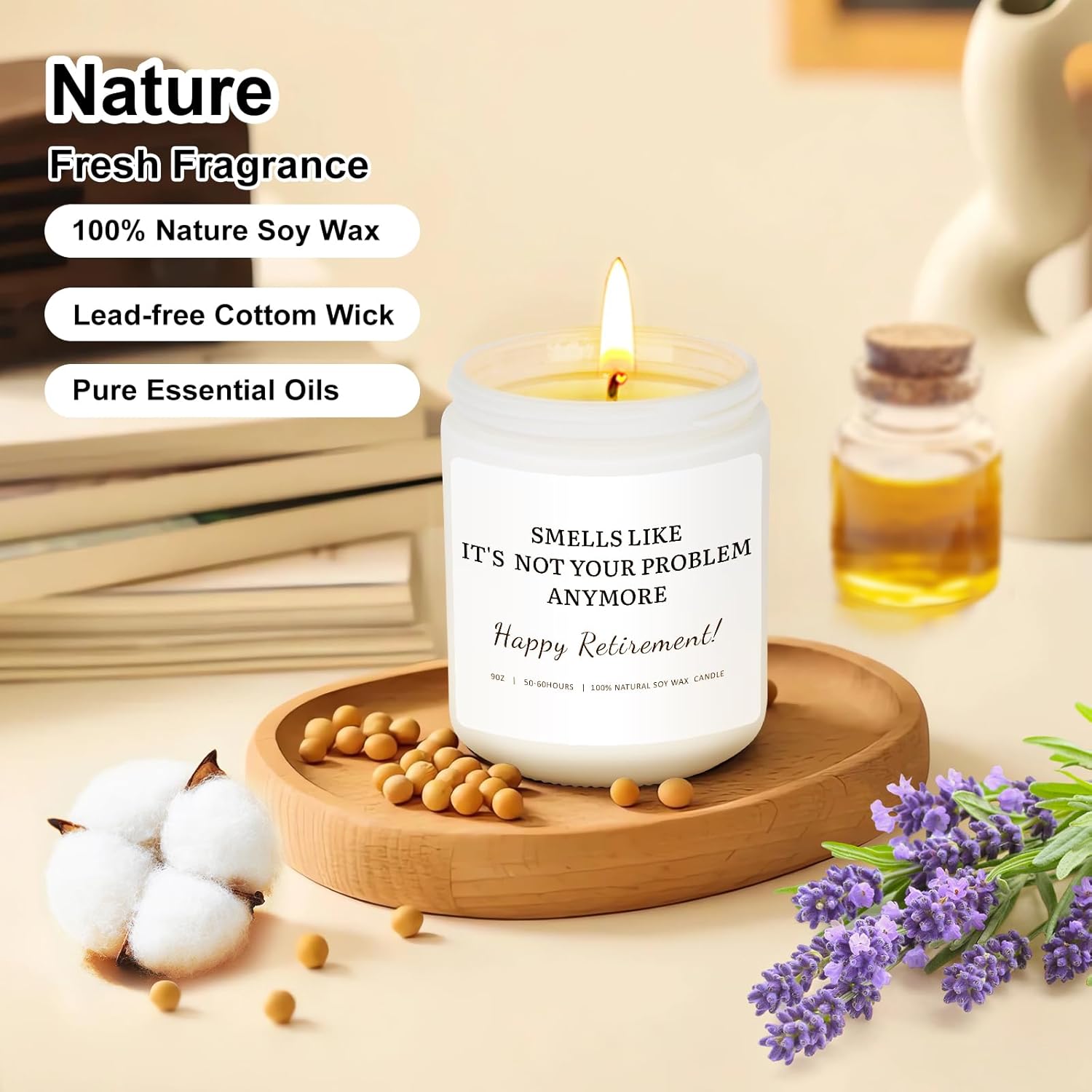 Retirement Gifts For Women Men - Lavender Scented Candle 9Oz, Funny Retirement Candles For Coworker, Best Retired Farewell Leaving Gifts For Boss, Teacher, Nurse, Bestie, Friends