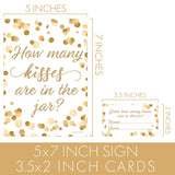 How Many Kisses In The Jar Game - White And Gold (1Sign With 30 Guessing Cards) - Bridal Shower, 50Th Wedding Anniversary, Birthday Party Game