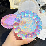 2Pcs Bubble Tray Resin Mold, Silicone Tray Coaster Mold Epoxy Resin Casting Mould Cute Jewelry Trinket Plate Candle Holder Mold Diy Resin Polymer Clay Art Craft Supplies Home Decor Ideal Gift