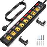 8 Outlet Metal Power Strip with Individual Switches 1200J 6FT Wide Spacing
