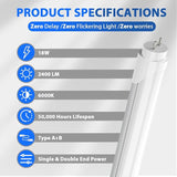 10 Pack 4FT T8 LED Tube Lights 18W 2400LM 6000K Type A B Fluorescent Replacement