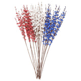 15Pcs Artificial Flowers 22.4" Faux Flowers Fake Bulk Branches Bouquets For Home Office Garden Vase Table Wedding Decoration, White, Blue, Red