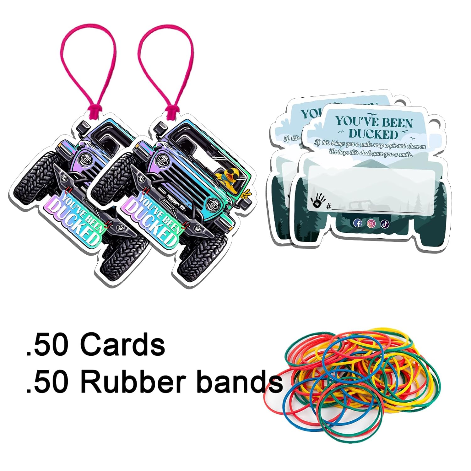 You'Ve Card Game, Ducking Game With Round Hole And Rubber Bands - 50Pack (Gradient Color)