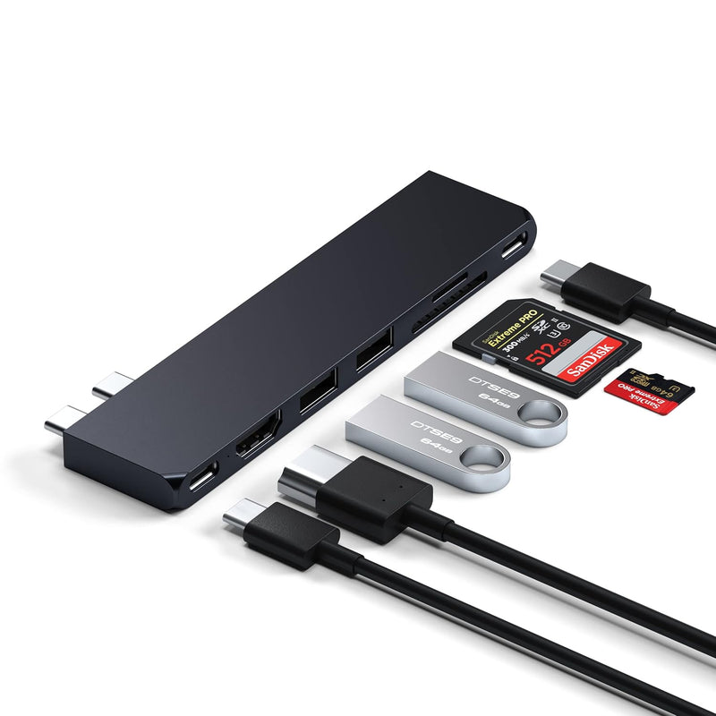 Satechi USB C Hub Multiport Adapter Pro Slim – USB C Dongle 7 in 1 – USB-C Hub