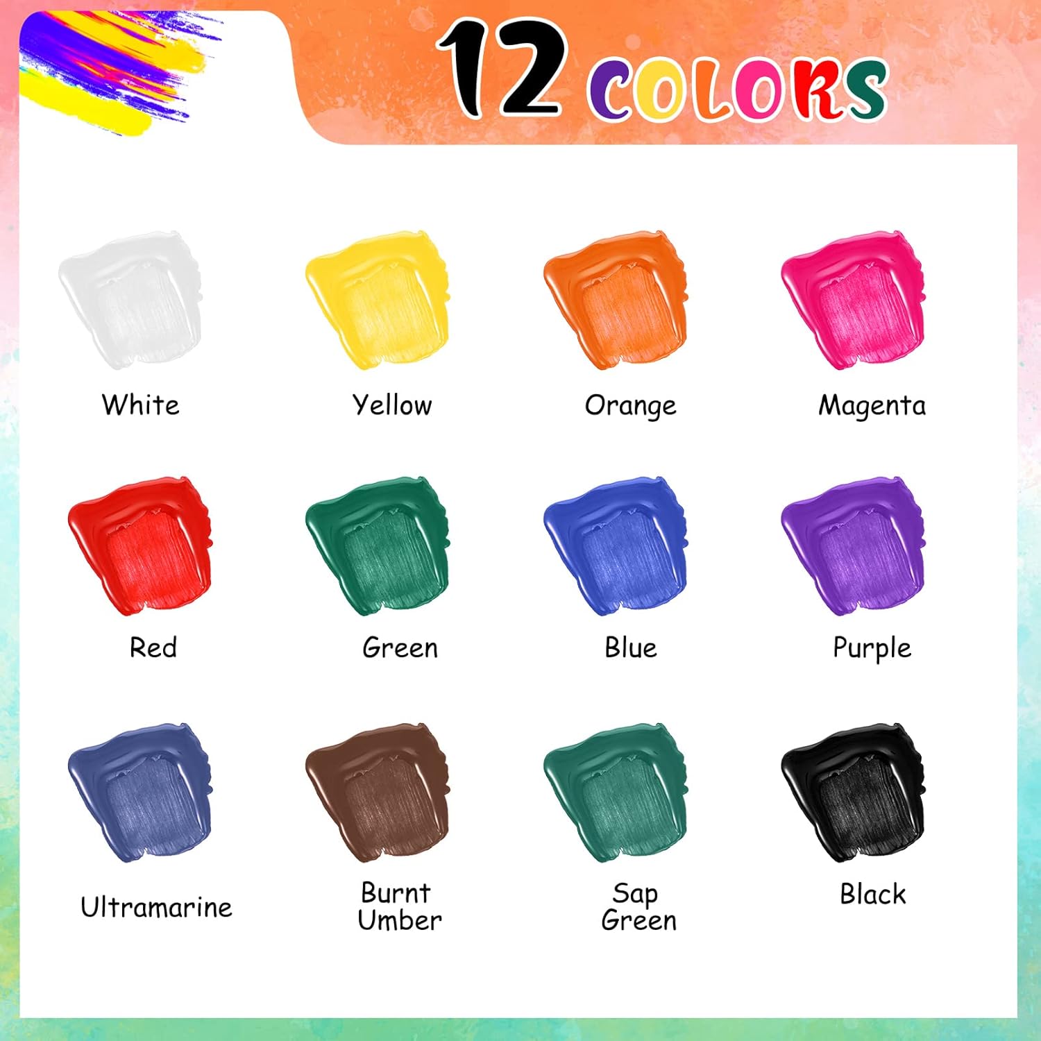 Bearals Stained Glass Paint, 12 Colors Glass Paint Set, Non-Toxic Window Glass Paint For Beginners And Artists (12X30Ml/1.01 Fl.Oz)