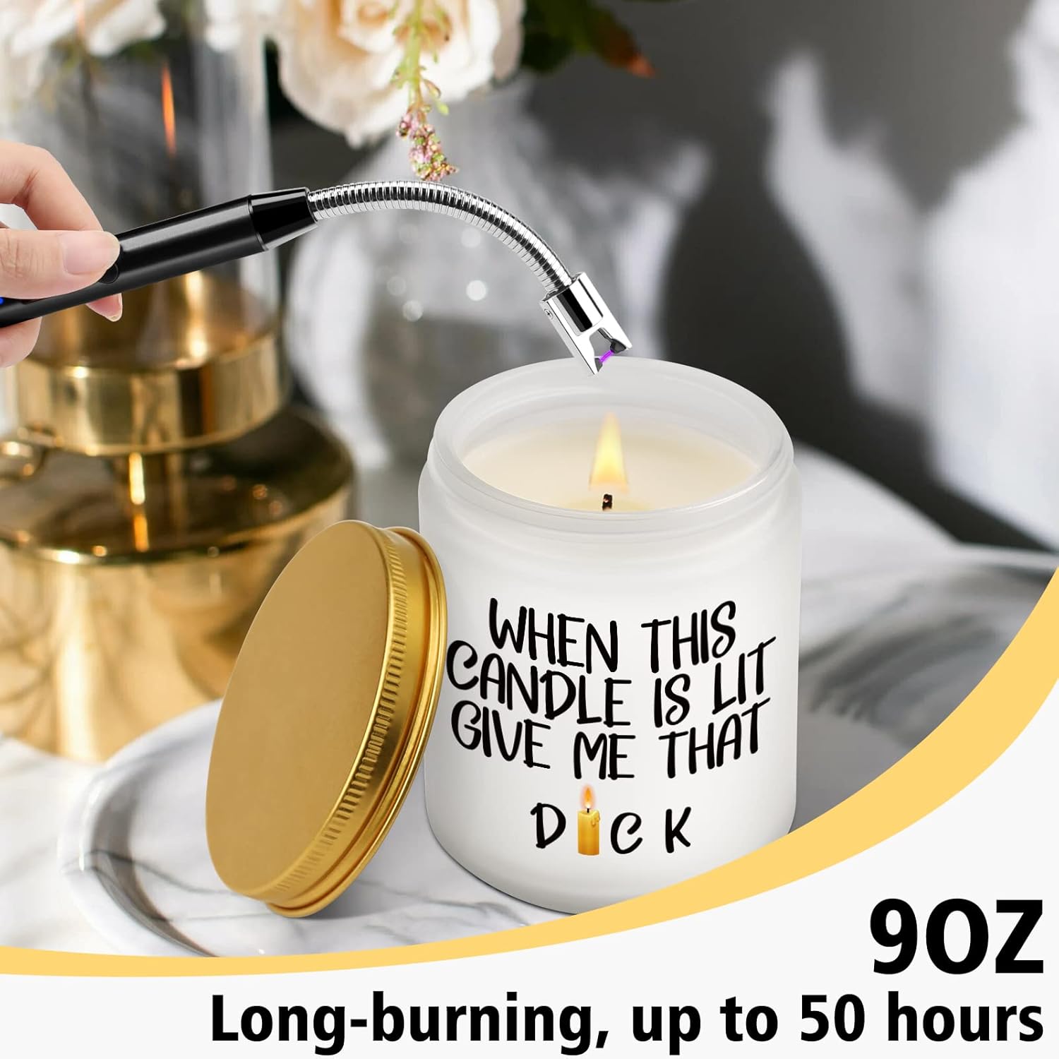 Gifts For Husband, Boyfriend, Lavender Scented Candle - Valentine'S Day Gifts For Women, Galentines Day Gift, Thinking Of You, Thoughtful Gift, Funny Anniversary Birthday Present For Men, Him