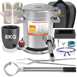 6Kg Melting Furnace Kit, Stainless Steel Foundry With Crucible Tongs, Ingot Mold, Goggles, Gloves, Carry Bag, Ideal For Smelting Silver, Copper, And Aluminum, Metal Recycling Casting Tool
