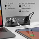 Tabletop Desk Clamp Power Strip with 3 AC Outlets and 4 USB C Charging Ports Black 2 Pack