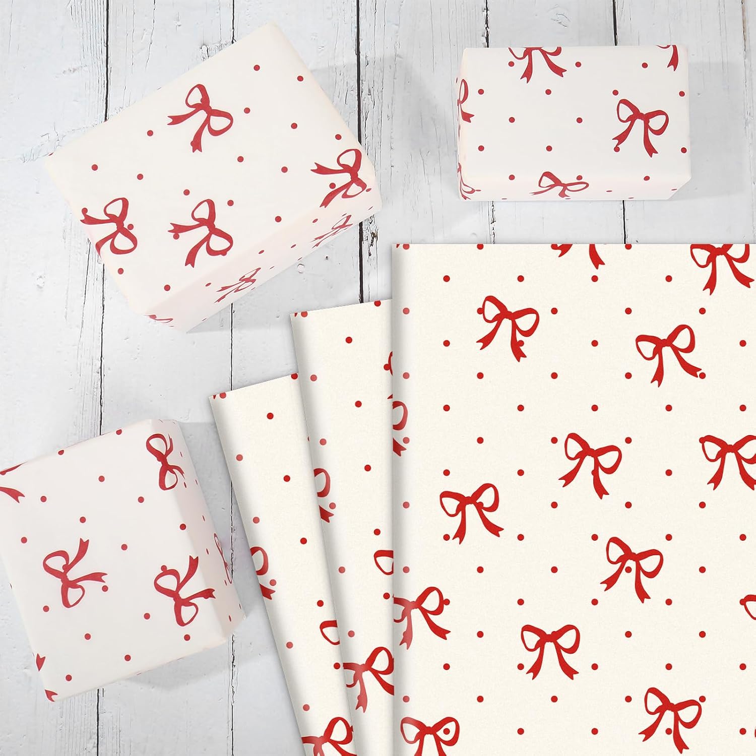 60 Sheets Burgundy Bow Tissue Paper Valentine'S Day Red Bow Wrapping Paper Decorative Art Paper For Coquette Birthday Baby Shower Party Diy Crafts, 14 X 20 Inch