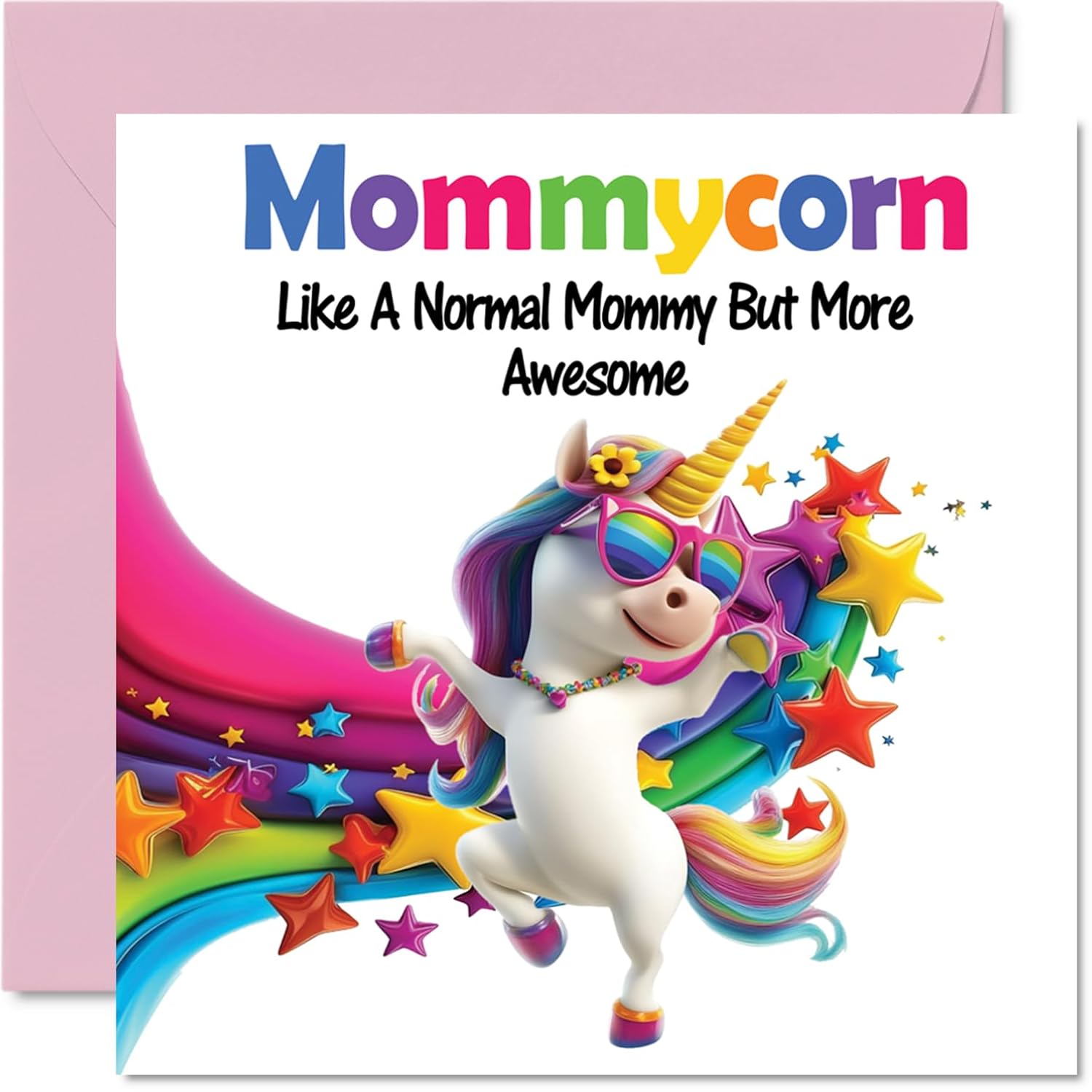 Mommy Birthday Card - Awesome Mommycorn - Happy Birthday Card For Mommy Mom From Son Daughter, 5.7 X 5.7 Inch Unicorn Bday Greeting Cards