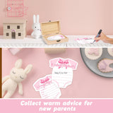 Pink Bow Baby Shower Decorations, Coquette Baby Shower Prediction And Advice Cards, 50Pcs Pink Bow Advice And Wish Cards With Box For New Parents, Bow Games Activity For Gender Reveal Party