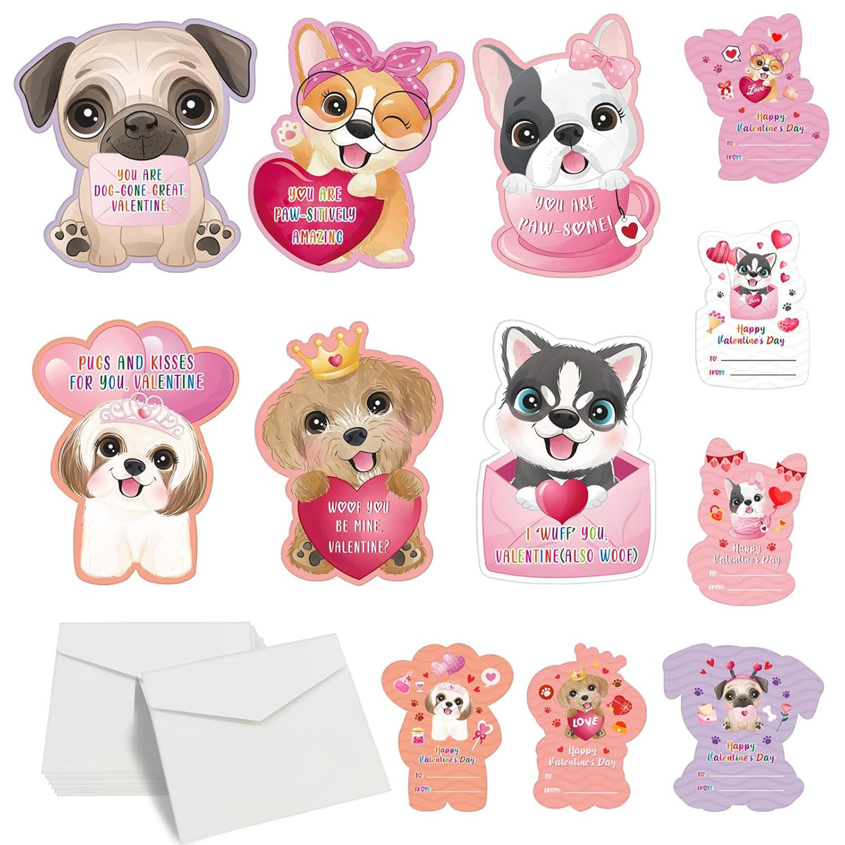 Dog Valentines Day Cards For Kids Classroom 30Pcs Kids Valentines Day Cards With Envelopes Puppy Valentine Exchange Cards Valentines Day Greeting Cards For Girls Boys Classroom Gift Exchange