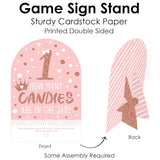 Big Dot of Happiness 1st Birthday Little Miss Onederful - How Many Candies Girl First Birthday Party Game - 1 Stand and 40 Cards - Candy Guessing Game