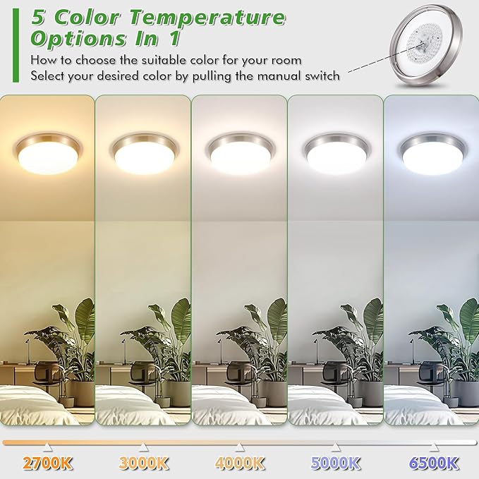 2 Pack 13 Inch LED Ceiling Lights 4000LM 5CCT Dimmable Flush Mount Fixtures
