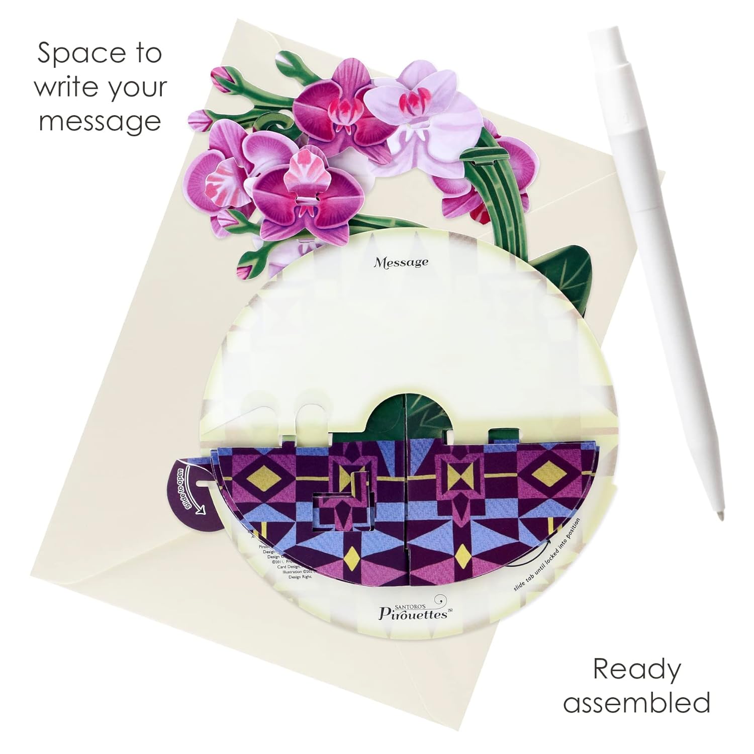 SANTORO Pirouette, 3D Pop Up Greeting Card - Orchid - Birthday Gift for Her, Mum, Daughter, Wife, Girlfriend | Anniversary, Thinking of You, Thank You Card | Flower Card For Mother's Day