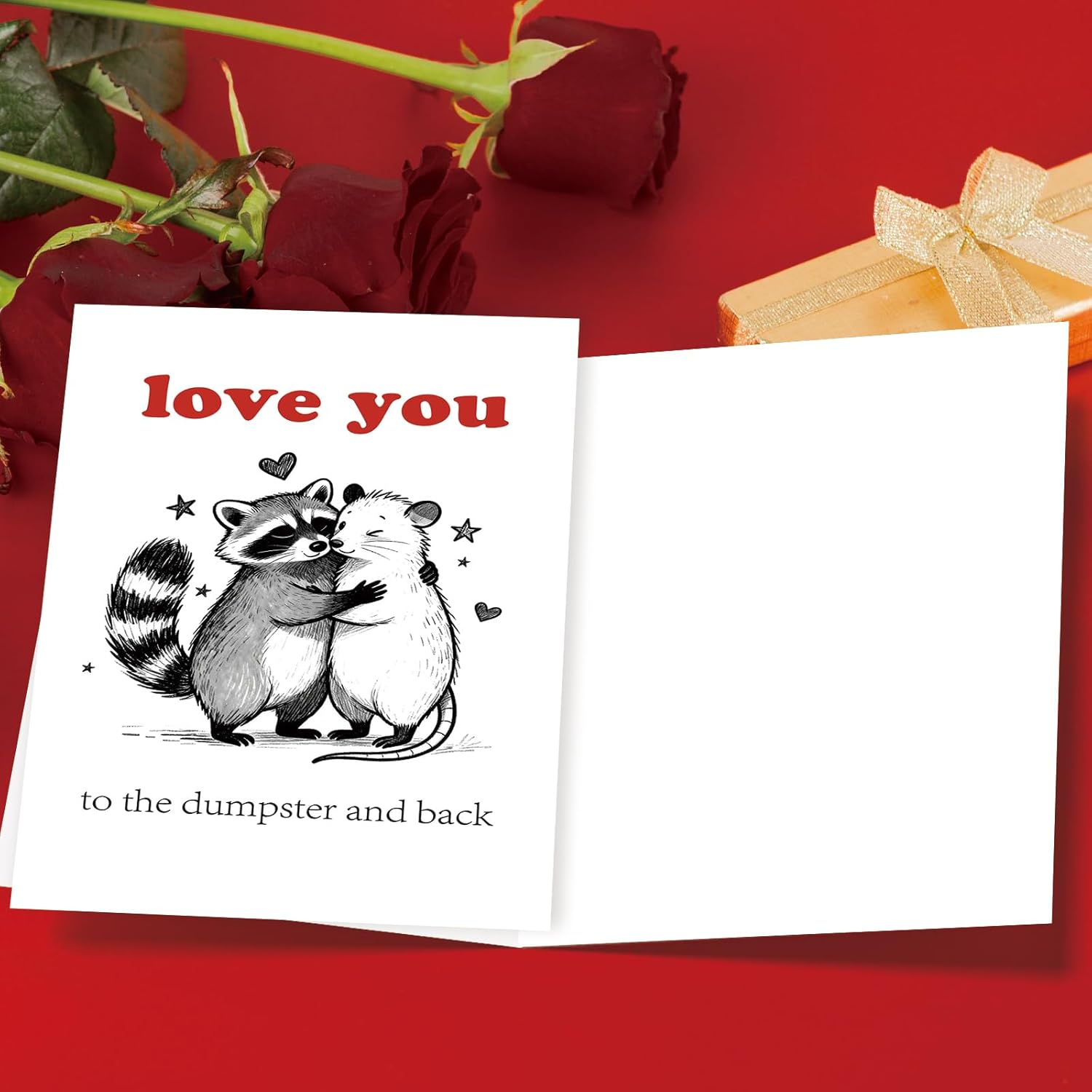 Cute Raccoon Valentine’S Day Card For Him Her, Lovely Raccoon Anniversary Card Gifts For Boyfriend Girlfriend Couple, Happy Valentines Day Decorations Gifts Ideas