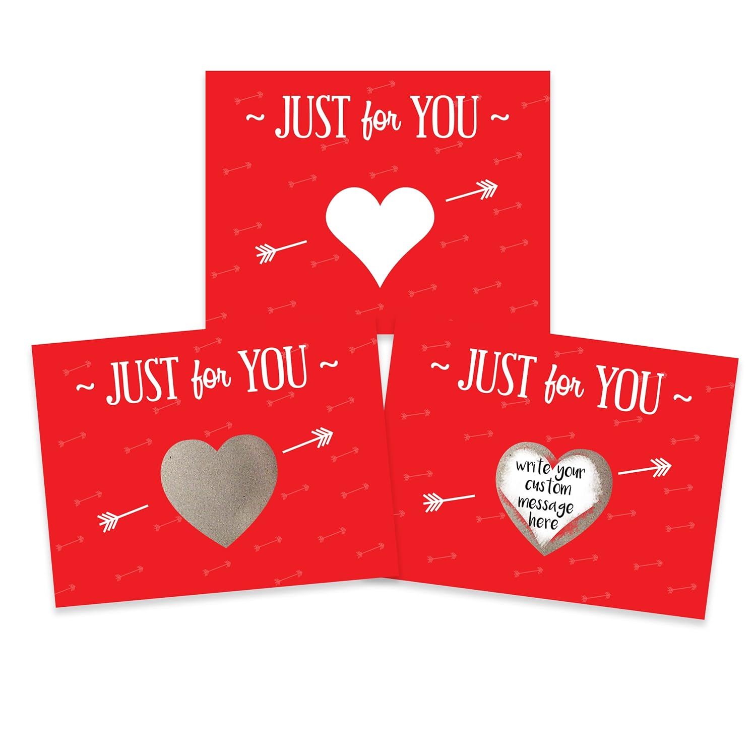 My Scratch Offs - 25 Pack Just For You DIY Valentine Scratch Off Cards with Heart Stickers, 3x4 Inch Love Notes & Coupons for Him, Romantic Gifts for Boyfriend, Girlfriend & Spouse